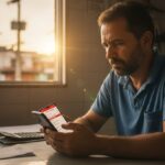 Prestador de serviços verificando cobranças pendentes no celular - cobrar clientes inadimplentes