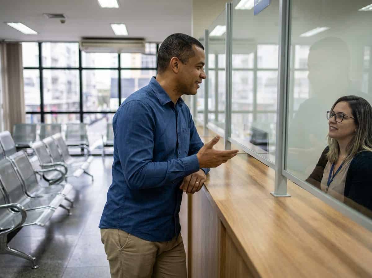 Prestador de serviço em balcão de órgão ambiental municipal